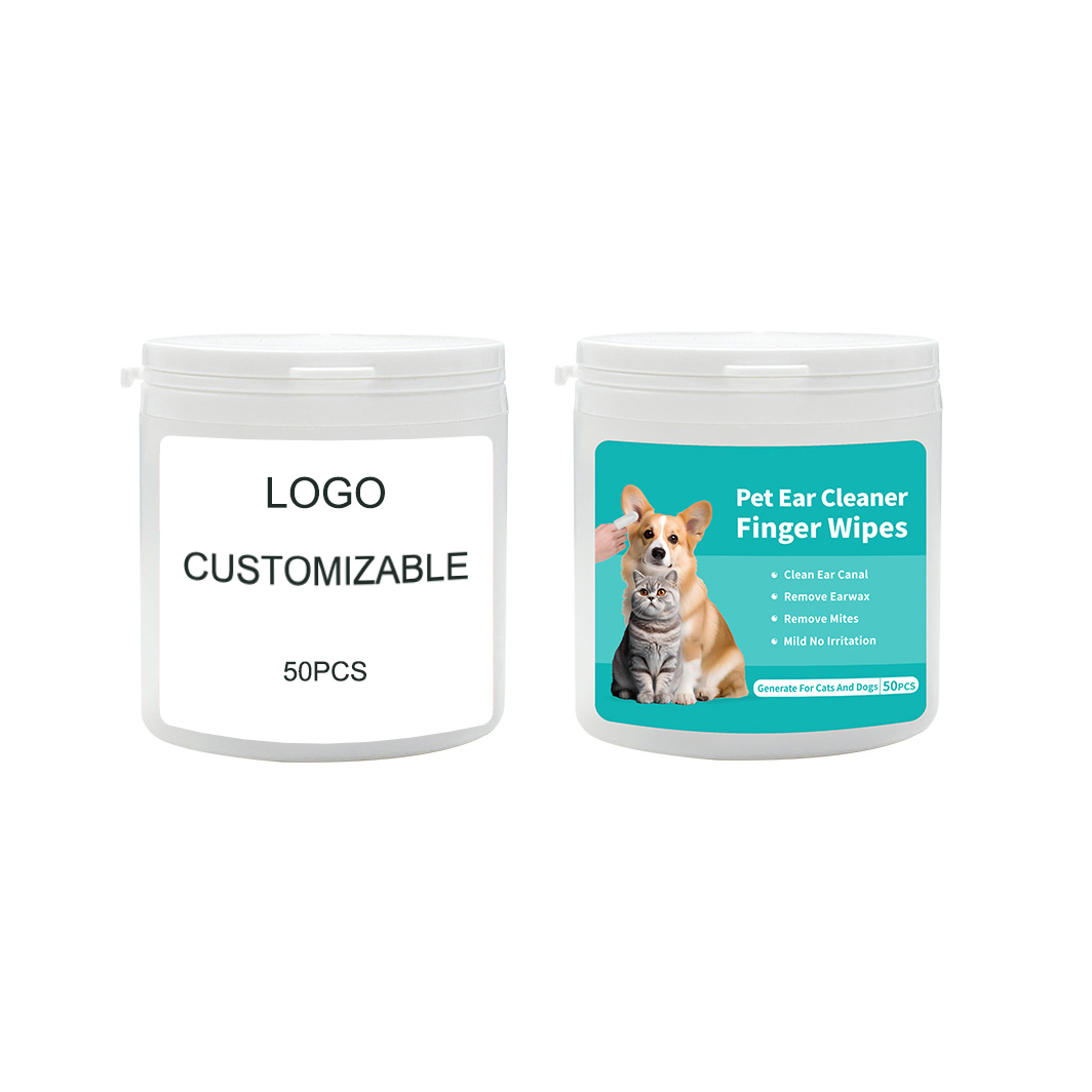Pet Ear Cleaner Wipes Reduce Dirt Wax Finger Wipes 50pcs Per Pack